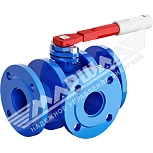 Кран шаровой трехходовой Г-образный фланцевый, Ду 100 мм, сталь 20